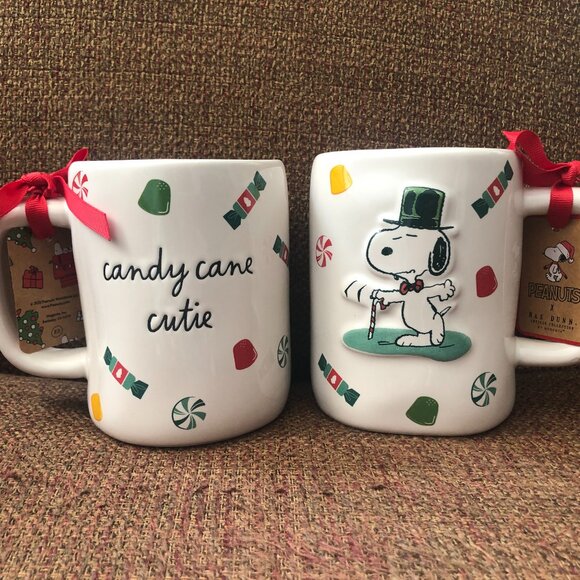 NWT Rae Dunn Peanuts Snoopy Christmas Mug "Candy Cane Cutie" - Picture 1 of 6